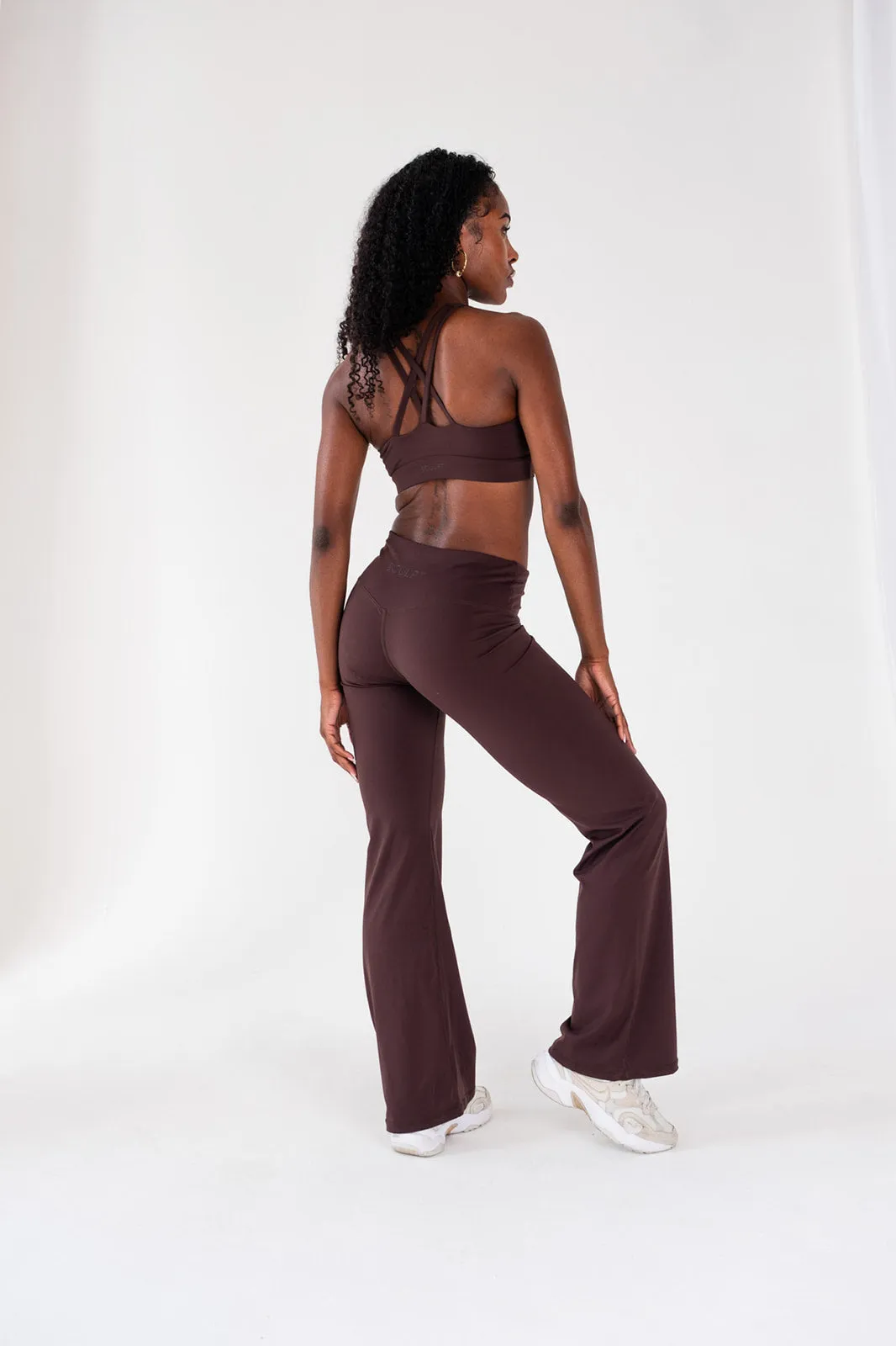 Regular High Waisted Wide Leg Flares Espresso