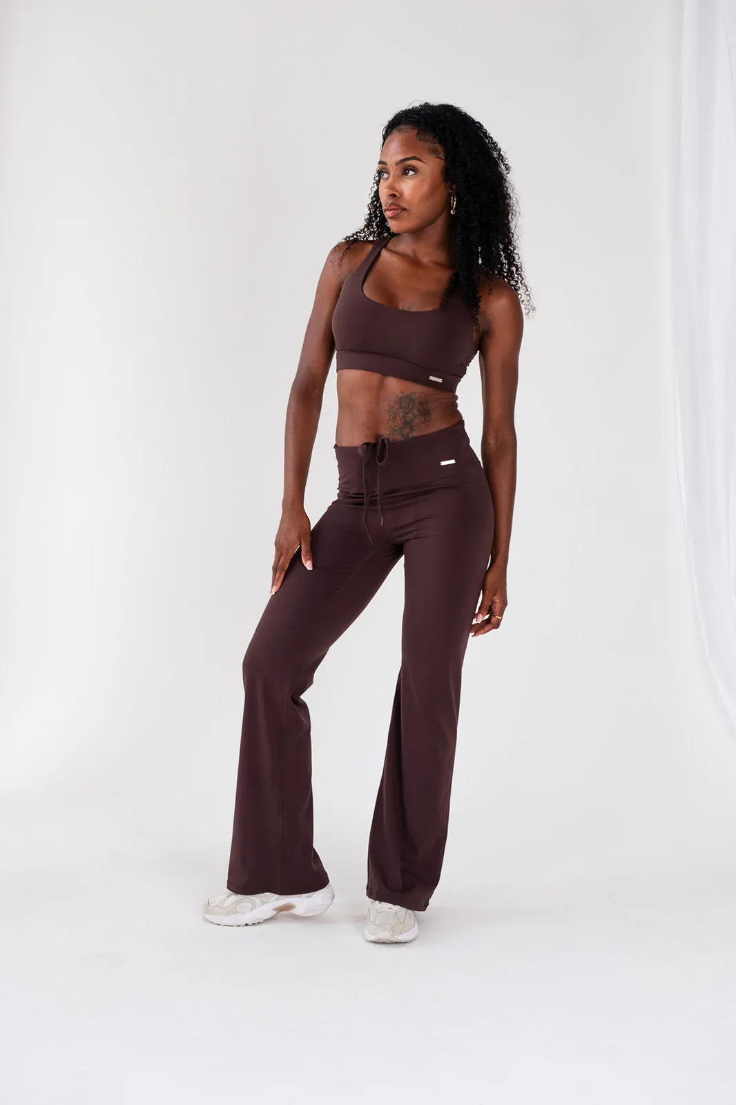 Regular High Waisted Wide Leg Flares Espresso