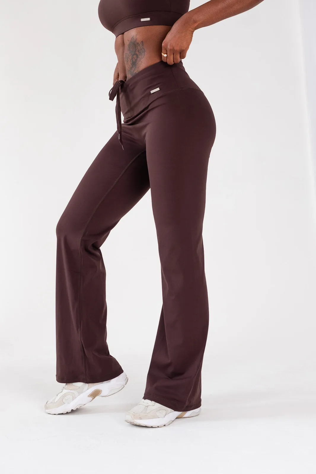 Regular High Waisted Wide Leg Flares Espresso