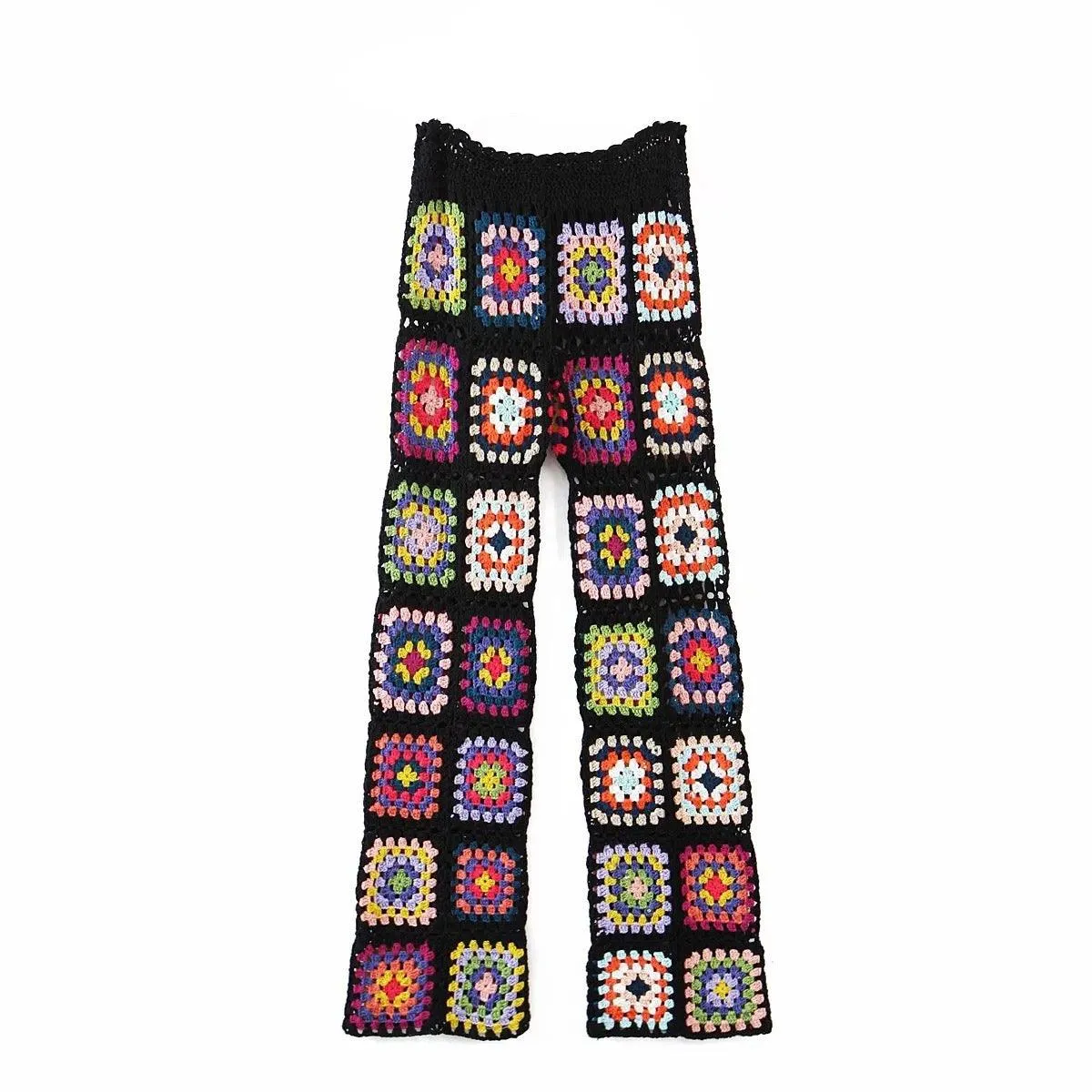 Retro Handmade Crochet Motif Pants