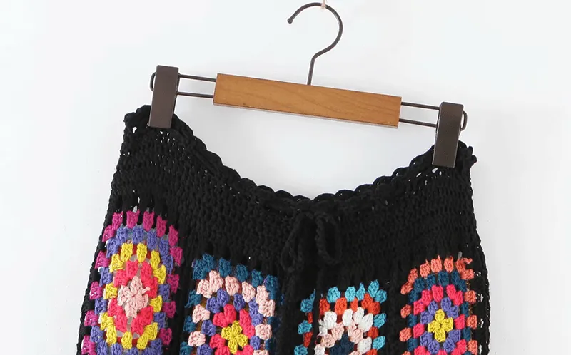 Retro Handmade Crochet Motif Pants