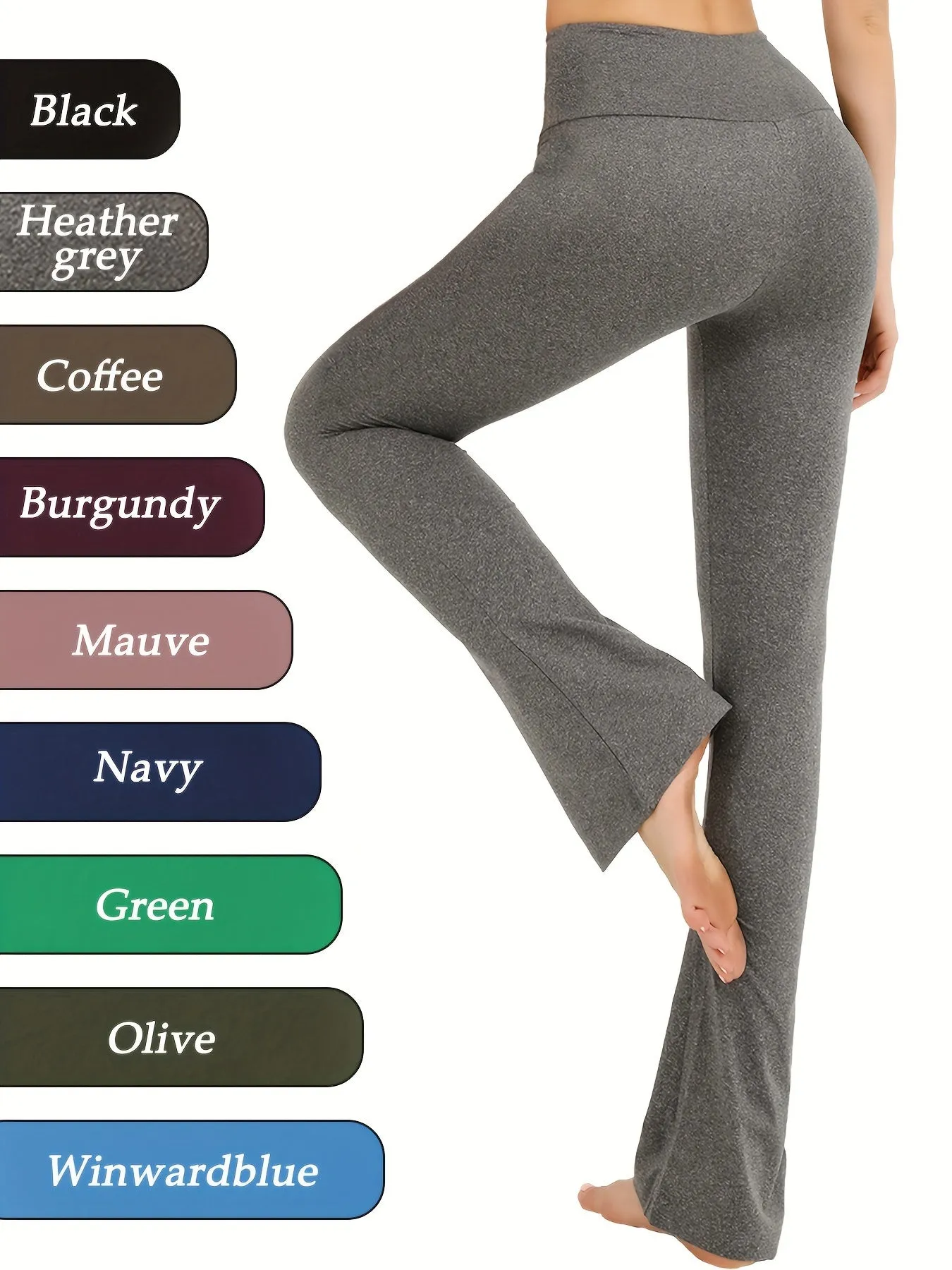 Soft & Stretchy High-Waisted Flare Leggings - Tights & Pants with Tummy Control, Bootleg Bell Bottom Design, Comfortable and Breathable Fabric for Everyday Wear