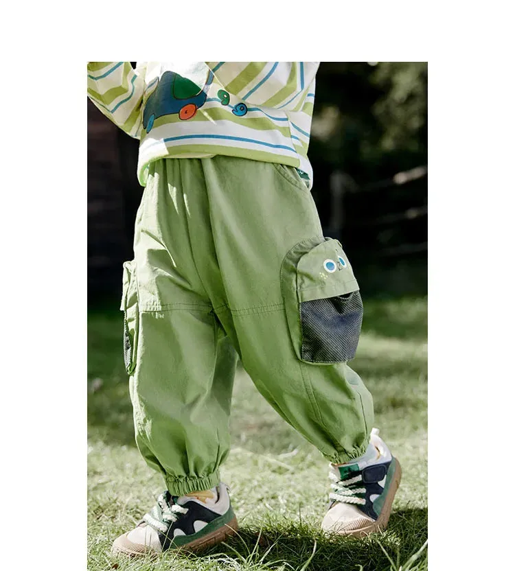 Solid Breathable Loose Boys Cargo Pants