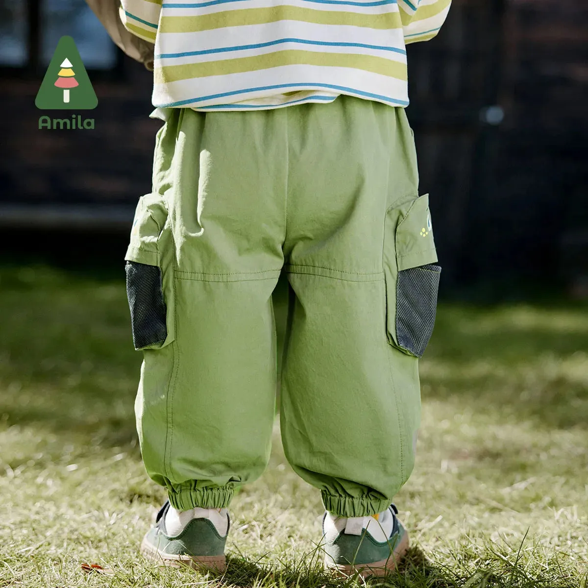 Solid Breathable Loose Boys Cargo Pants