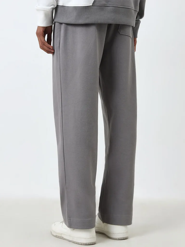 Studiofit Grey Seam-Detail Relaxed-Fit Mid-Rise Track Pants