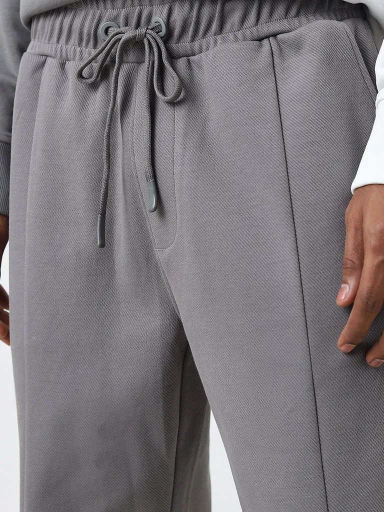 Studiofit Grey Seam-Detail Relaxed-Fit Mid-Rise Track Pants