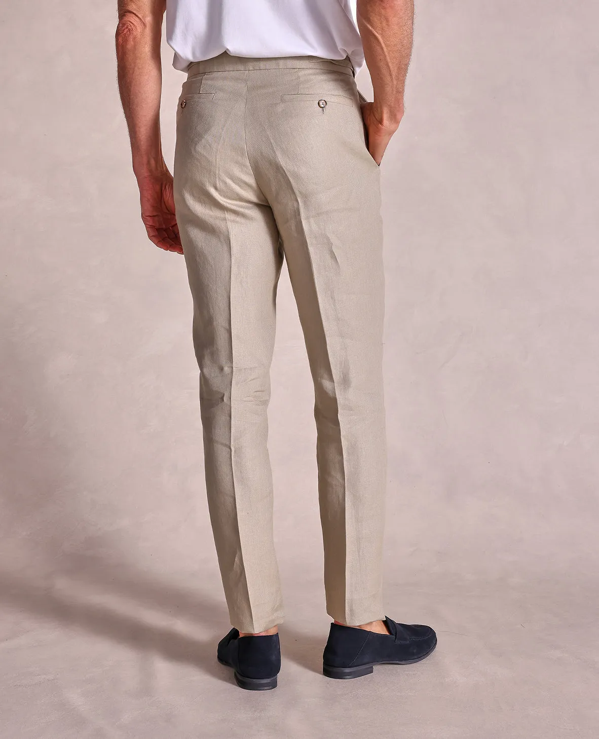 The Ellis - Linen Drawstring Trouser - Taupe