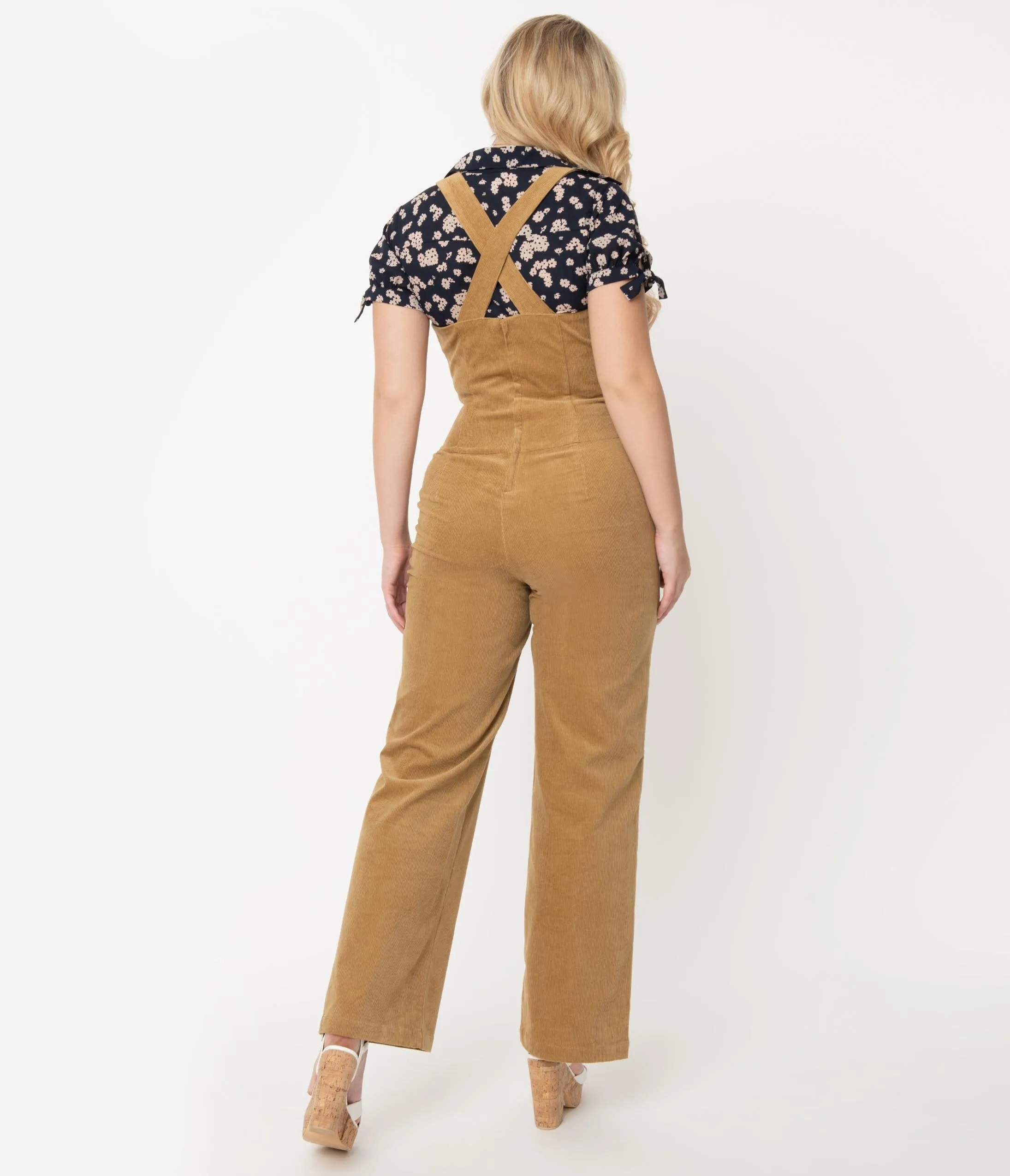 Voodoo Vixen Tan Corduroy Dungaree Style Jumpsuit