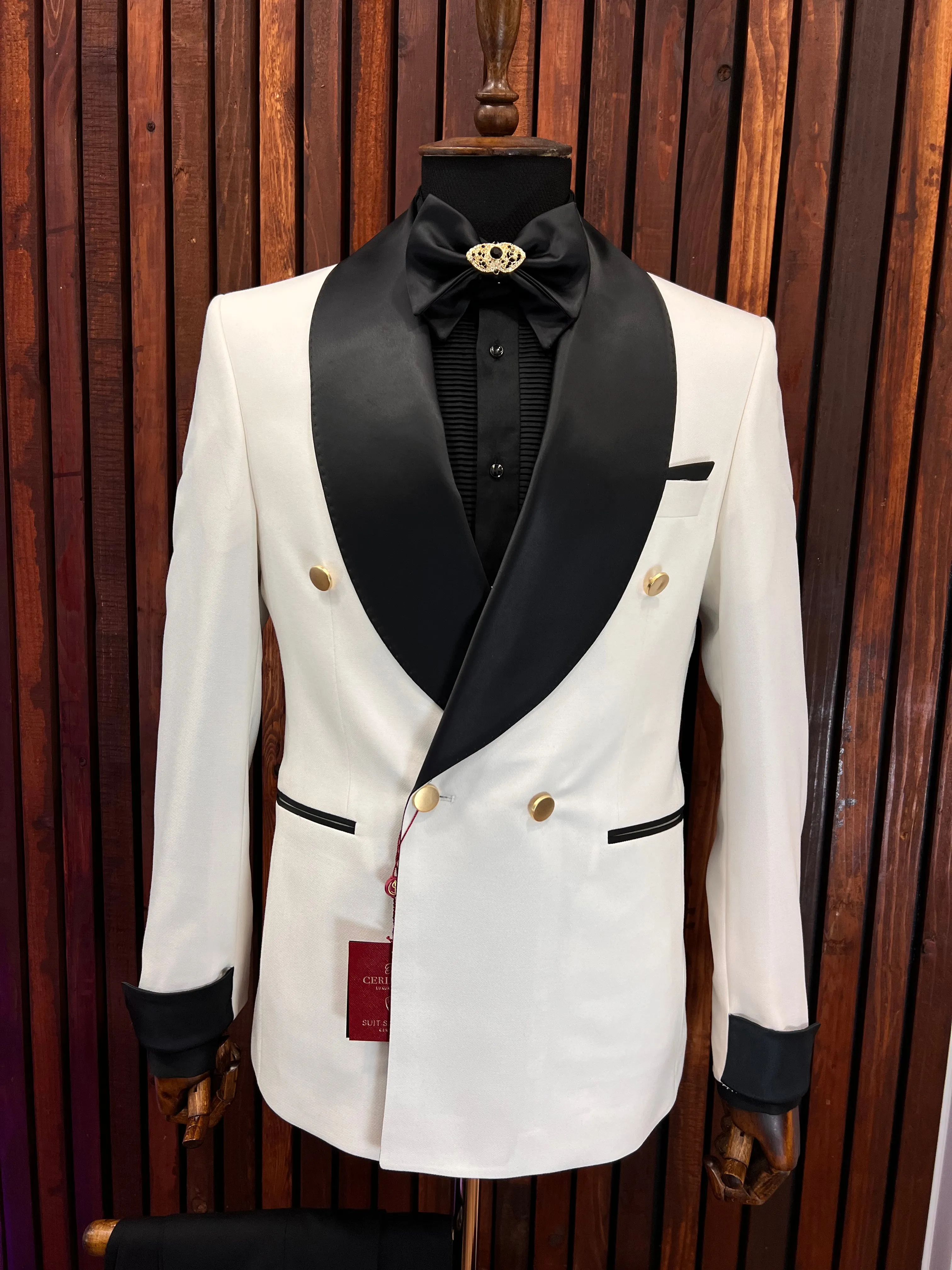 White Double Breasted Tuxedo | Slim Fit |