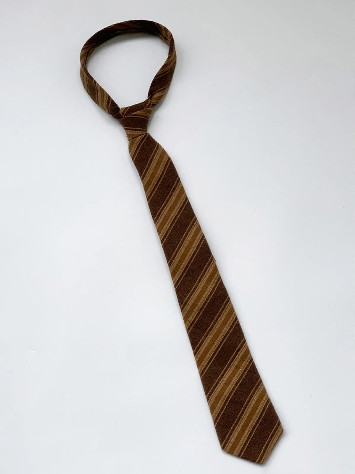 WLS Japanese Retro Brown Striped Tie