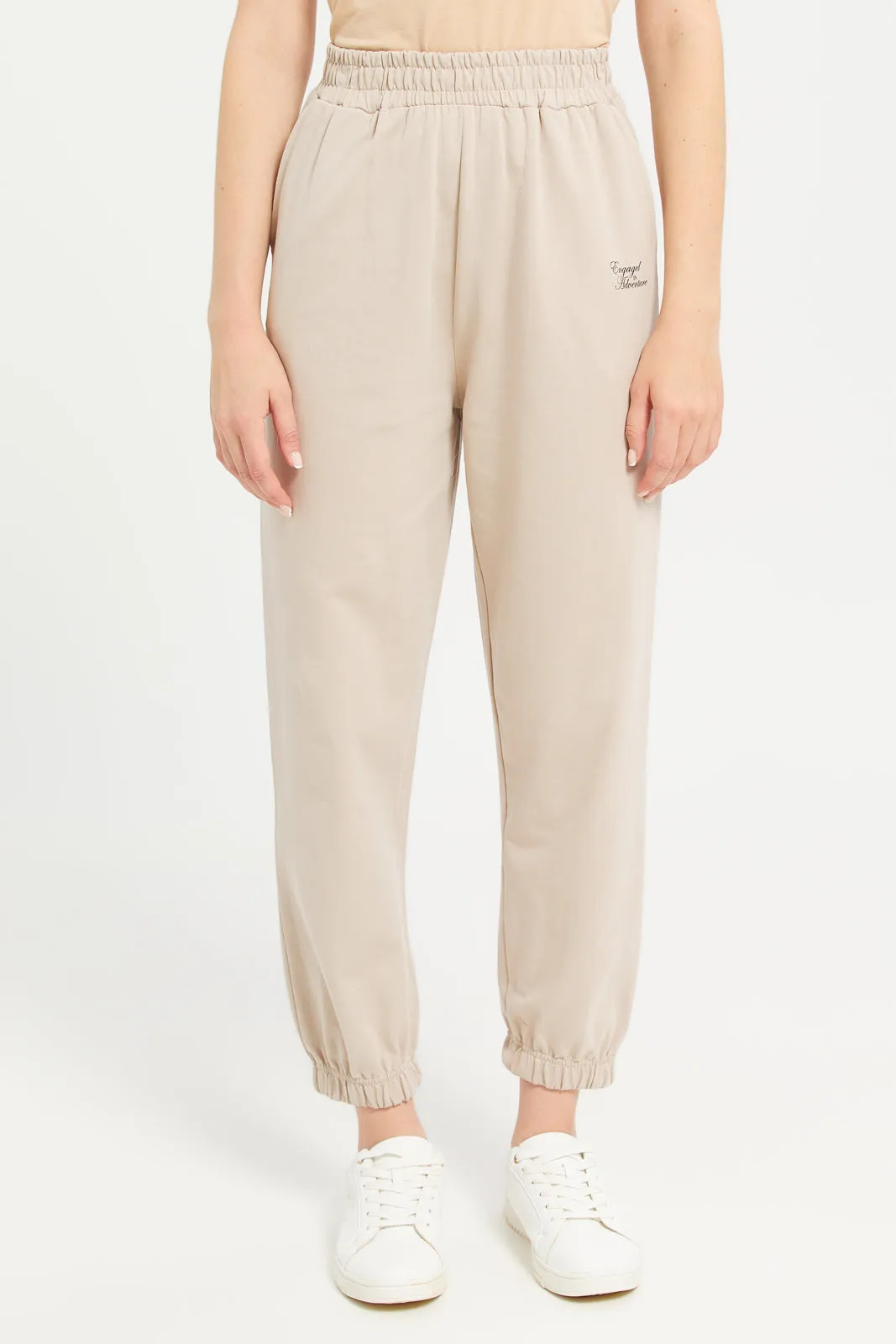 Women Beige Jogger Pants